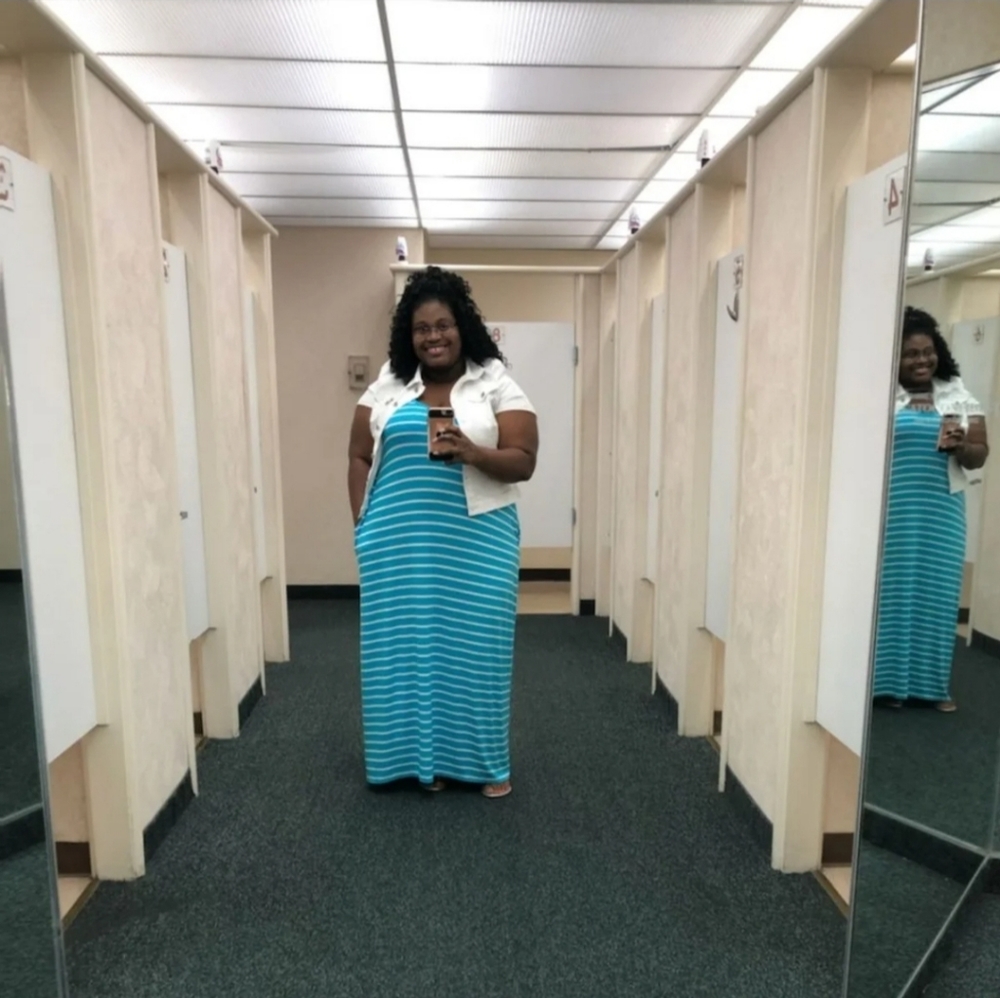 Ice Blue Plus Size Cami Inspired Maxi Dress